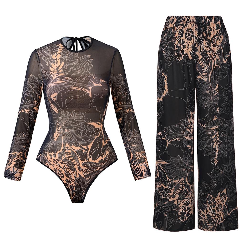 Vintage Long Sleeve UV Protection One Piece Swimsuit For Women Retro Swimwear Comfortable Stylish Bathing Suit For Beach Pool Activities