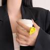 Calla Flower Ring Elegant Enamel Adjustable Metal Open Geometric Style for Women Dating Wedding Guest Wear