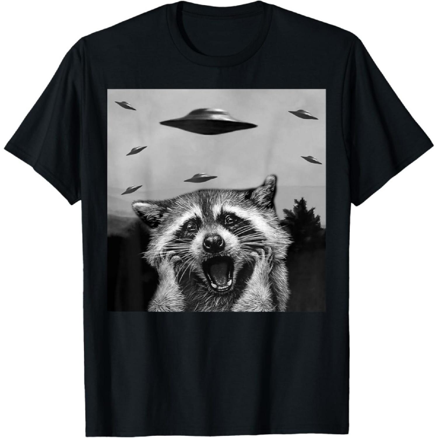 Alien UFO Funny Raccoon Stuffed Animal For Men, Women, Kids T-Shirt S