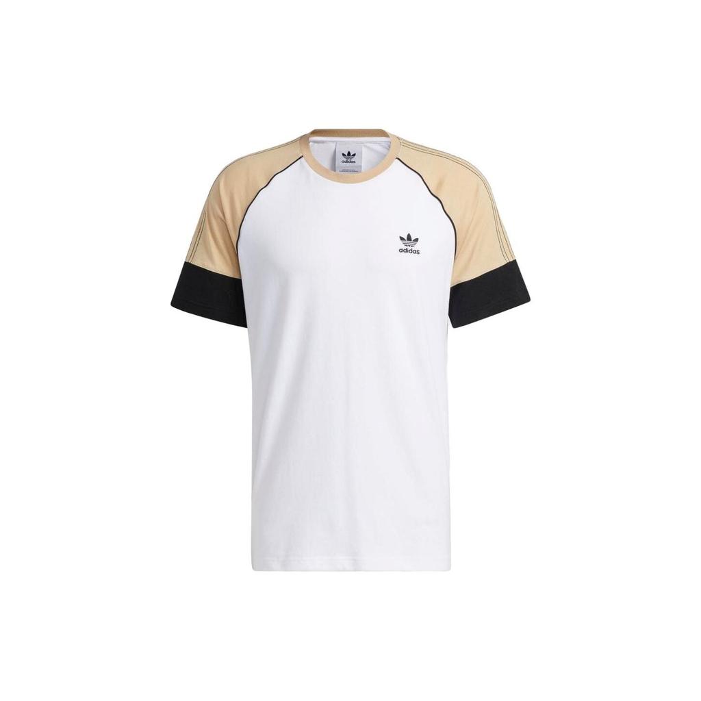 Adidas Originals Color Block Pattern Printed Crew Neck Short Sleeve T-Shirt Men Tops White HI3018