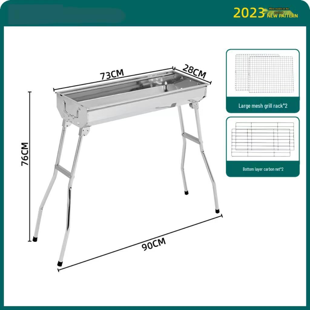 Portable Folding Charcoal Barbecue Rack - Multifunctional Household Grill Tools.
