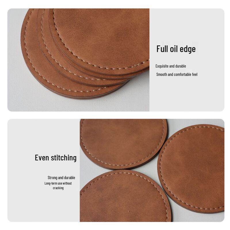Changbaosen Vintage Faux Leather Coaster