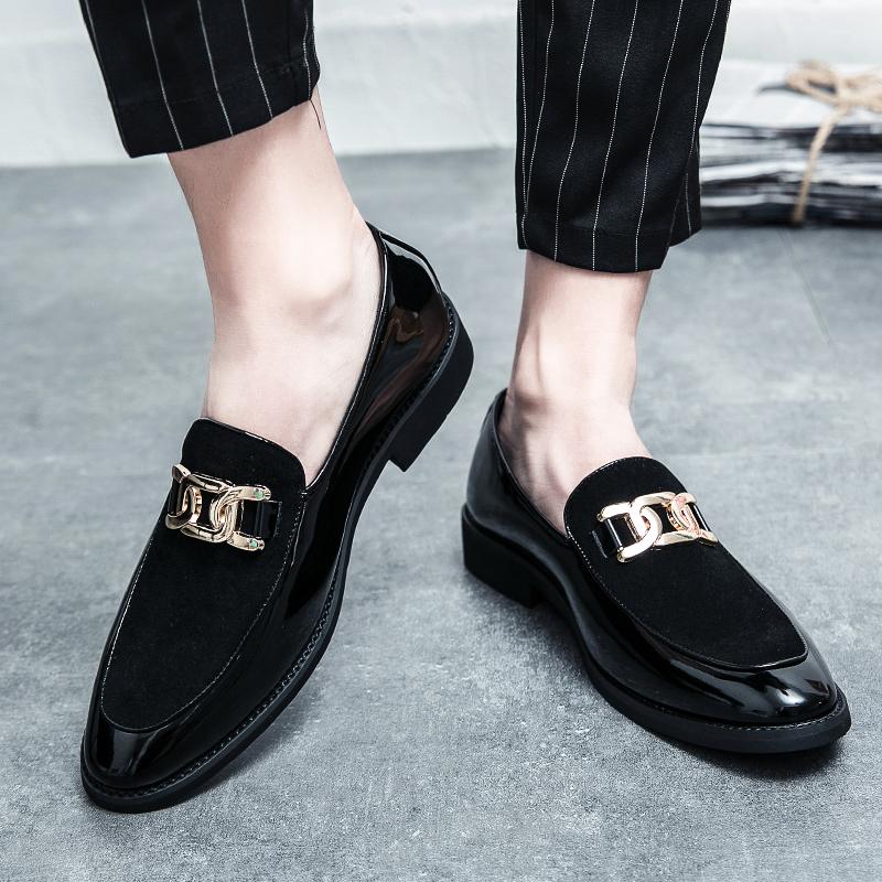 Spring New Men Flat Shoes Quality Metal Slip on Leisure Loafer Shoes Ladies Mocassins Luxury goods Dress Party Men Shoes