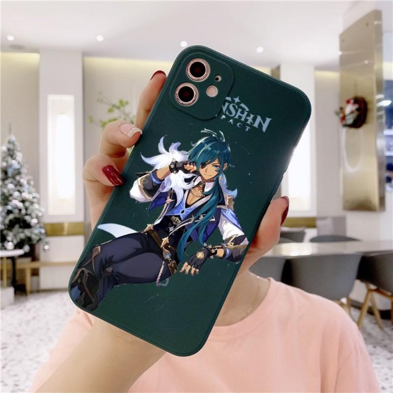 Genshin Design Phone Case For IPhone 14 11 12 13 Pro Max X XR XSMax 6 6S 7 8 Plus SE 2022 Soft Square Color Phone Cover