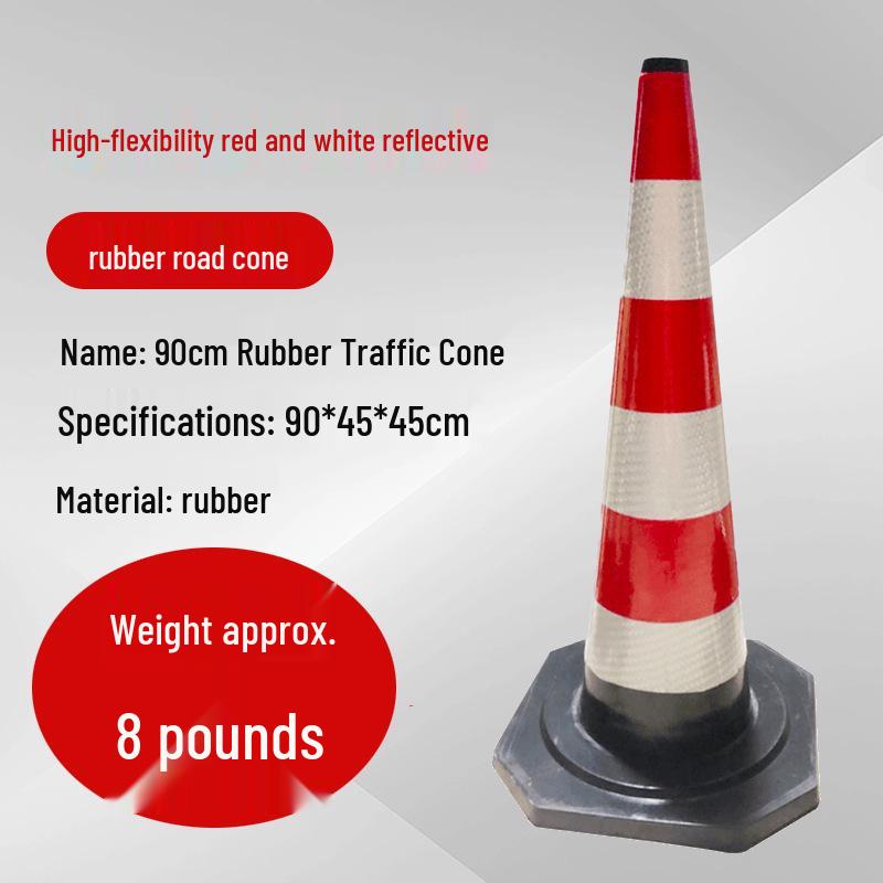 Reflective 90cm Rubber-Plastic Safety Cone with Ice Cream Handle for Road and Construction Use