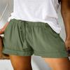 Women's Navy Blue Drawstring Waist Shorts Casual Loose-fit Cotton Blend Summer Shorts