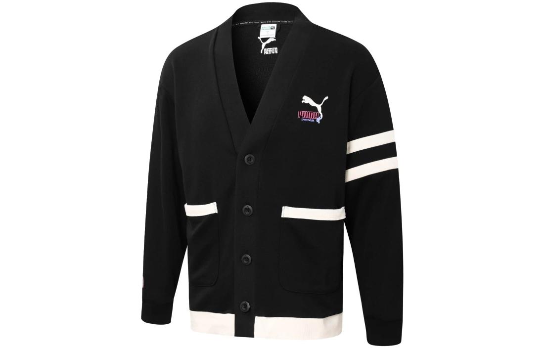 PUMA Knitwear Unisex Black V Neck Moderate Cardigan 537517-01 XL