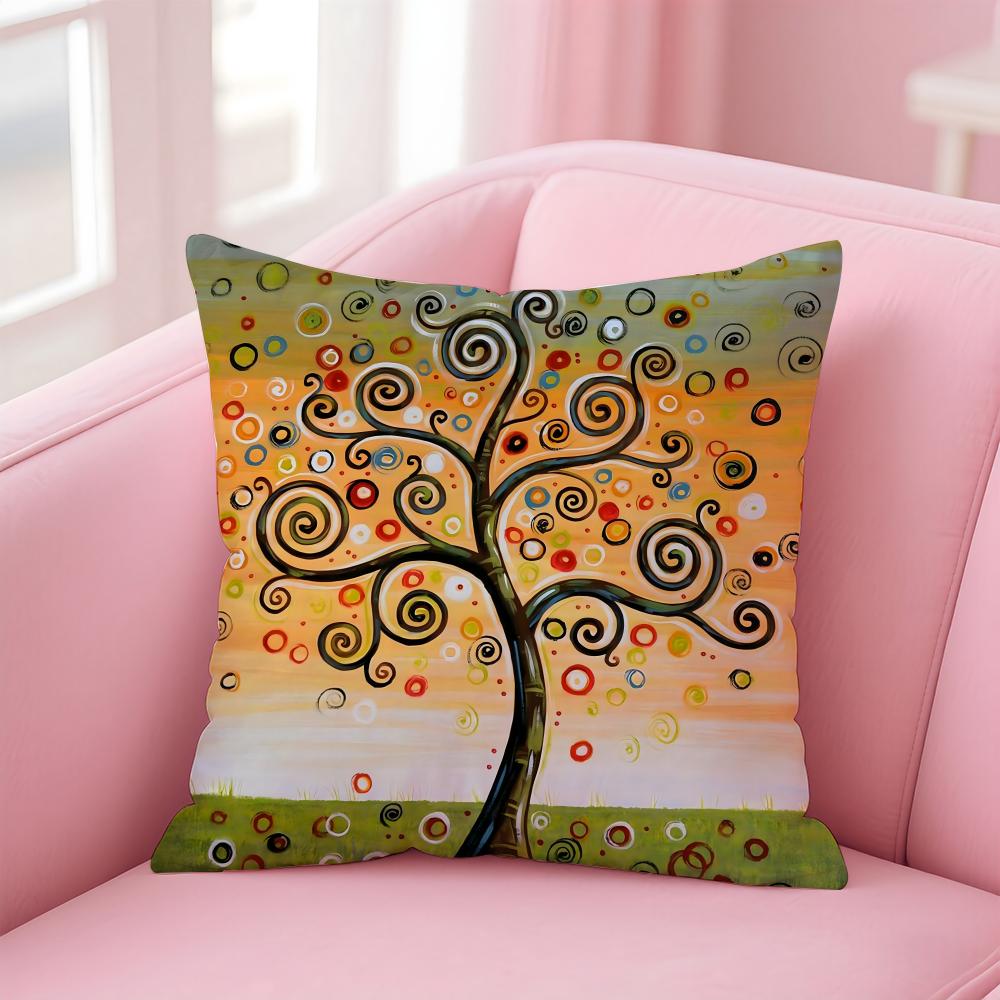 Colored Tree Anime Cushion Cover Pillow Case Soft Friendly Fabric & Concealed Zipper