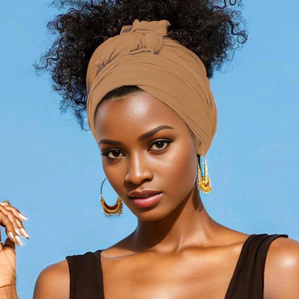 Dehnbarer Jersey-Turban Afrikanisches Stirnband Einfarbige Superweiche Extra lange Atmungsaktive Kopfbedeckung Für Damen