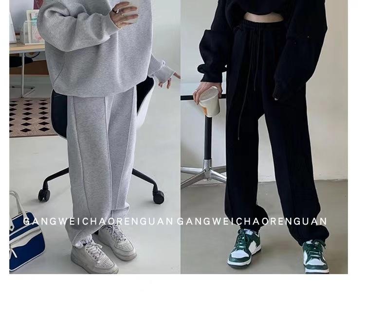 Women's 2024 Autumn/Winter Fleece-Lined Sweatshirt & Sweatpants Set - Fashionable Casual Two-Piece for Running or Sports