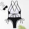 Costume da bagno sexy a fascia intera da donna 2023 stile europeo e americano, tinta unita e stampato