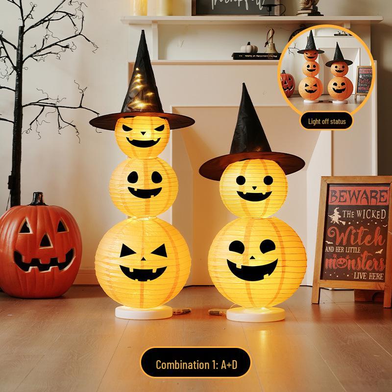 Light-Up Halloween Pumpkin Lantern Ornaments for Bar and Storefront Decor
