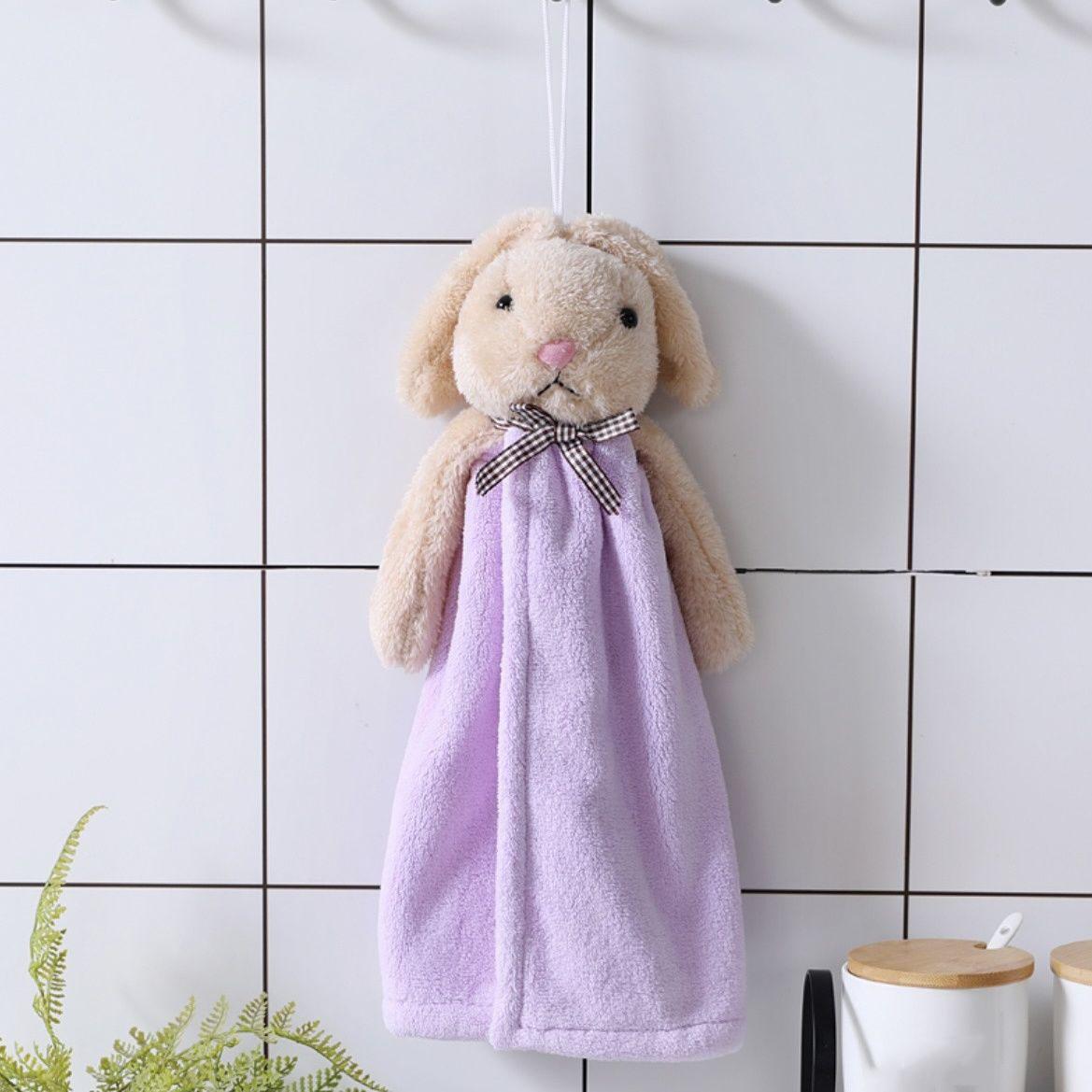 

Новые Милые и Супер Милые Богатые Кролики Подвесные Салфетки для Рук, Полотенца, Туалеты, Ванная Комната в Общежитии, Утолщенные Водопоглощающие лавандовый