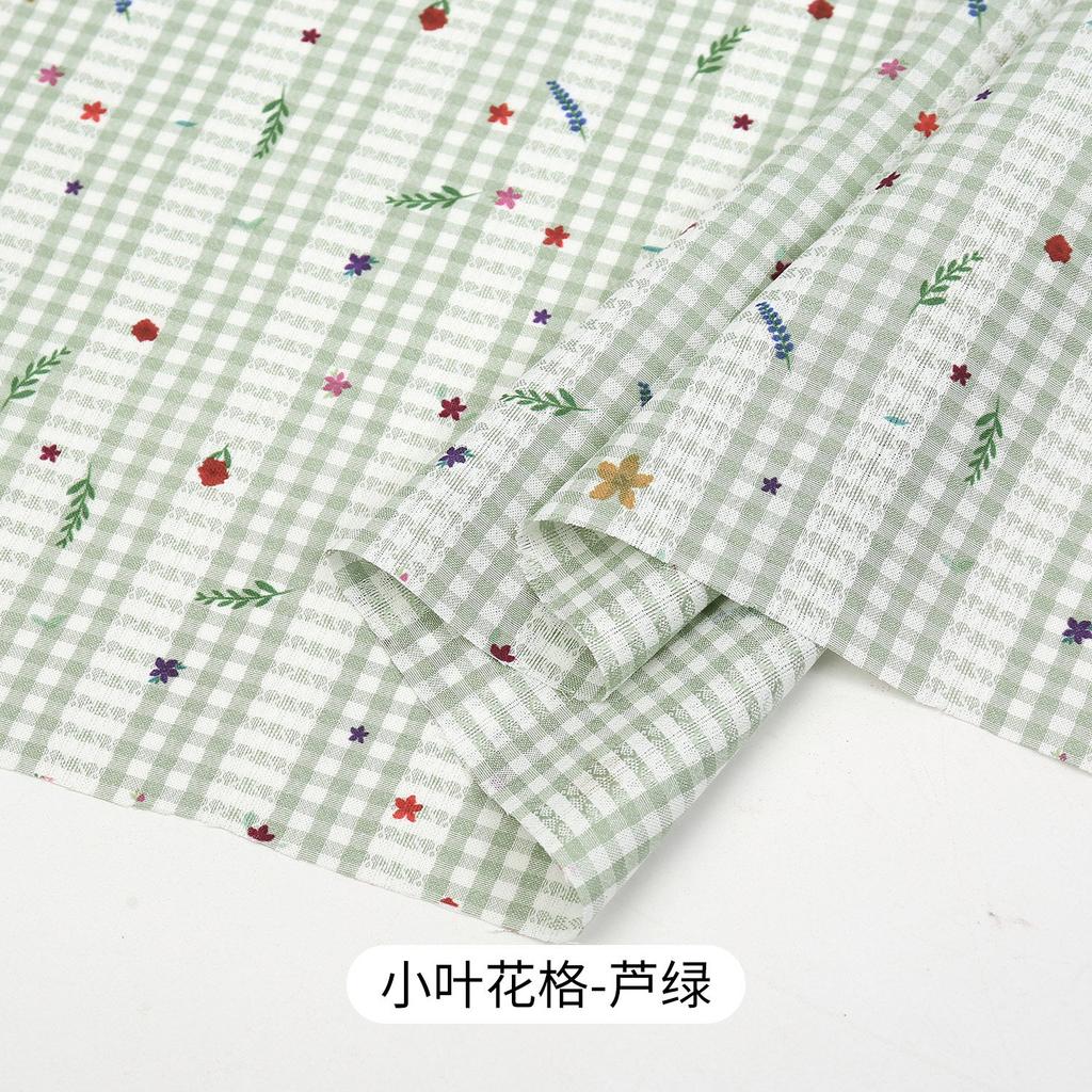 0.5m/1m/2m Grid Floral Printed Jacquard Fabric for Scene Decoration Dresses Curtains Tablecloths Handmade DIY Sewing Fabrics
