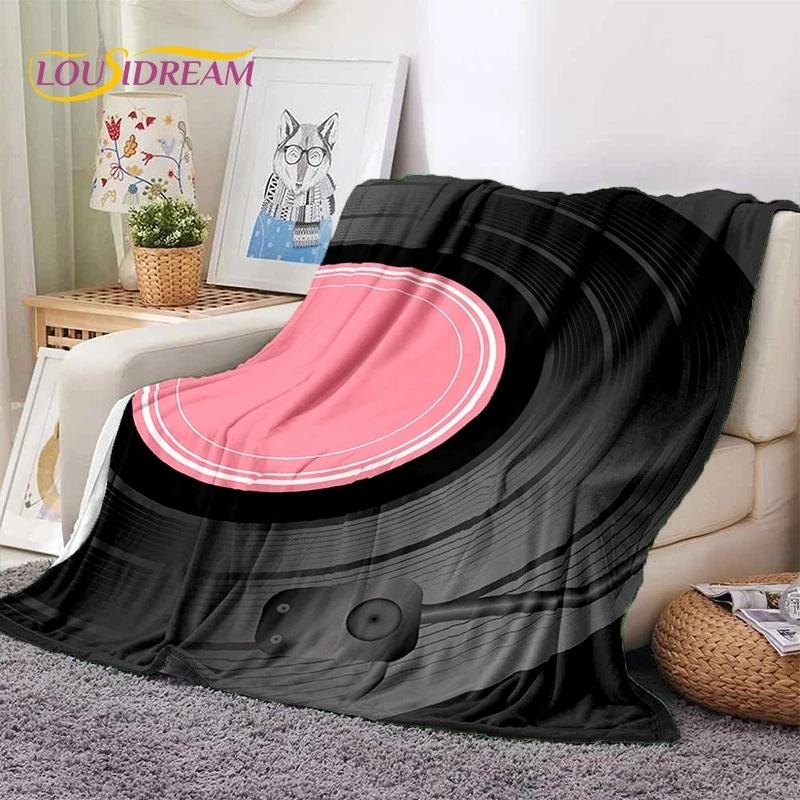 Vinylová deska Hudba DJ Displej Páska Měkká flanelová deka na postel Ložnice Pohovka Piknik, Přehozová deka na přikrytí Venkovní volný čas Dárek