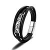 Viking compass Norse Runes Amulet Double-Layer Stainless Steel Men's Leather Bracelet Norse Mythology Jewelry