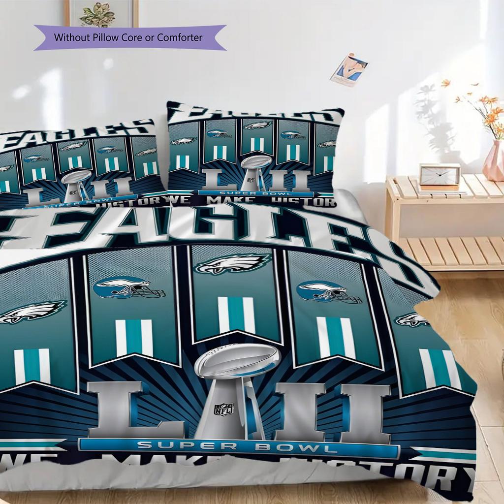 Philadelphia Eagles Pattern Bedding Quilt Set Quilt Cover Pillowcase Home Decoration Birthday Gift (1 * duvet cover + 2 * pillowcase, without core)