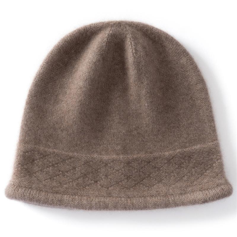 % Pure Cashmere Knitted Hat Versatile Cold-proof Autumn and Winter Hat Wool Hat Pullover Knitted Hat
