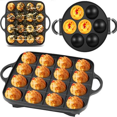 7/16Hole Cooking Cake Pan Cast Iron Omelette Pan Takoyaki Cooker Pot Breakfast Egg Cooker Cake Mold Kitchen Cookware Kitchenware