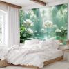 2D Ethereal Green Lotus Pond Tapestry Fantasy Nature Water Lily Art Wall Decor Cloth for Home & Bedroom