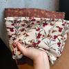 Makeup Bag for Women Portable Corduroy Vintage Flower Travel Wash Mobile Phone Storage Bag Girl Make Up Case Pouch