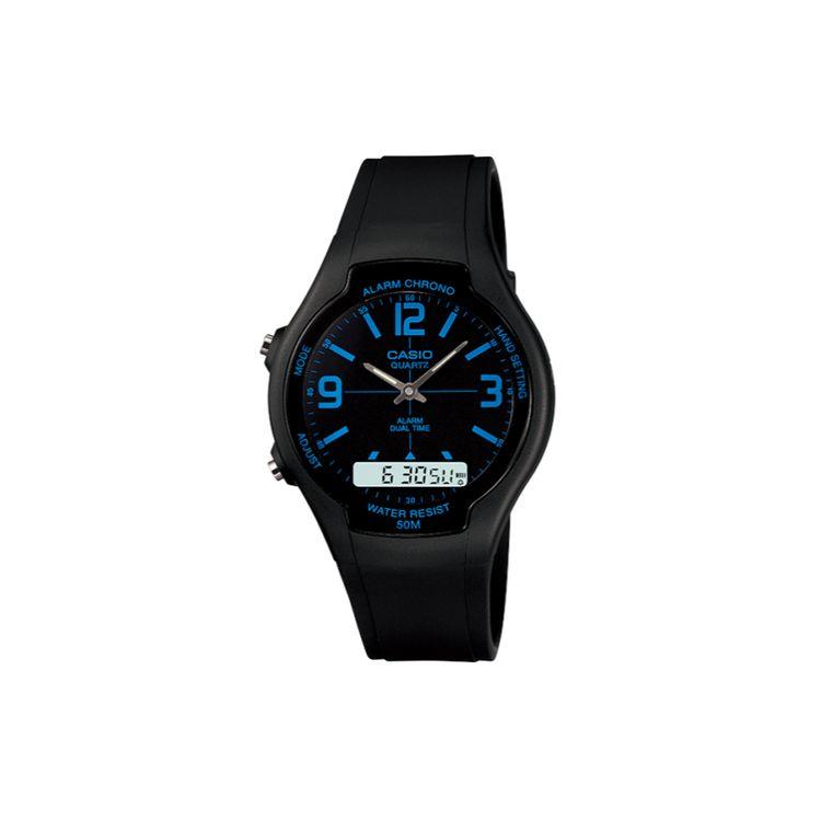

Casio Standard Series Retro Classic Dual Display Multifunction Sports Quartz Movement Rubber Strap Men Watches Black AW-90H-2B Regular Watch Box,Black Dial