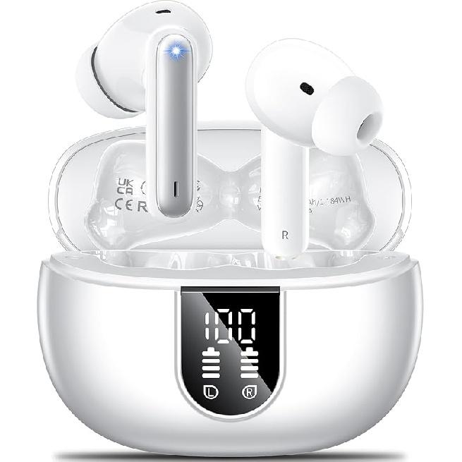 Wireless Earbuds, 2024 Wireless Headphones HiFi Stereo Earphones with 4 ENC Noise Canceling Mic, 42Hs Playtime In Ear Earbud, Bluetooth 5.3 Sport