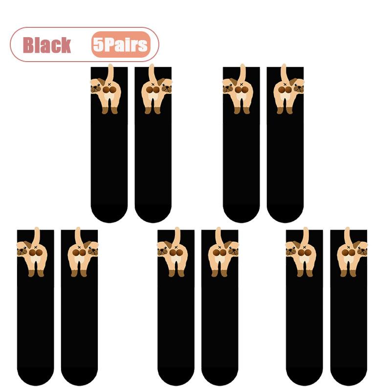 Whimsical 3D Dog Egg Sock Abstract Puppy Pattern Breathable Comfortable Unisex Crew Length for Casual Wear Party Gift All Season