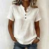 T-shirt/Blusa Casual da Donna a Maniche Corte con Scollo a V, Abbottonatura Frontale, Traspirante, Vestibilità Rilassata, Larga per l'Uso Quotidiano