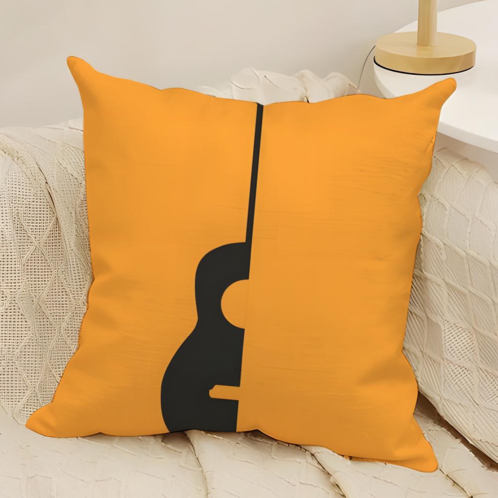 Fashing Quirky Musical Note Patterns Pillow Case Natural Linen Double-Sided Printing Sofa Home Decor Cushion Cover