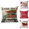 Festive Christmas Xmas Linen Cushion Cover With Elegant Single Side Printing Design