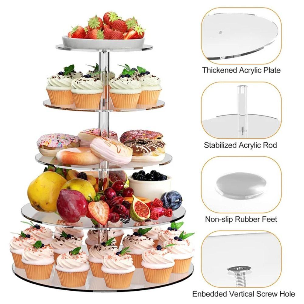 Detachable Design Acrylic Cupcake Stand Clear Cake Serving Rack Wedding Party