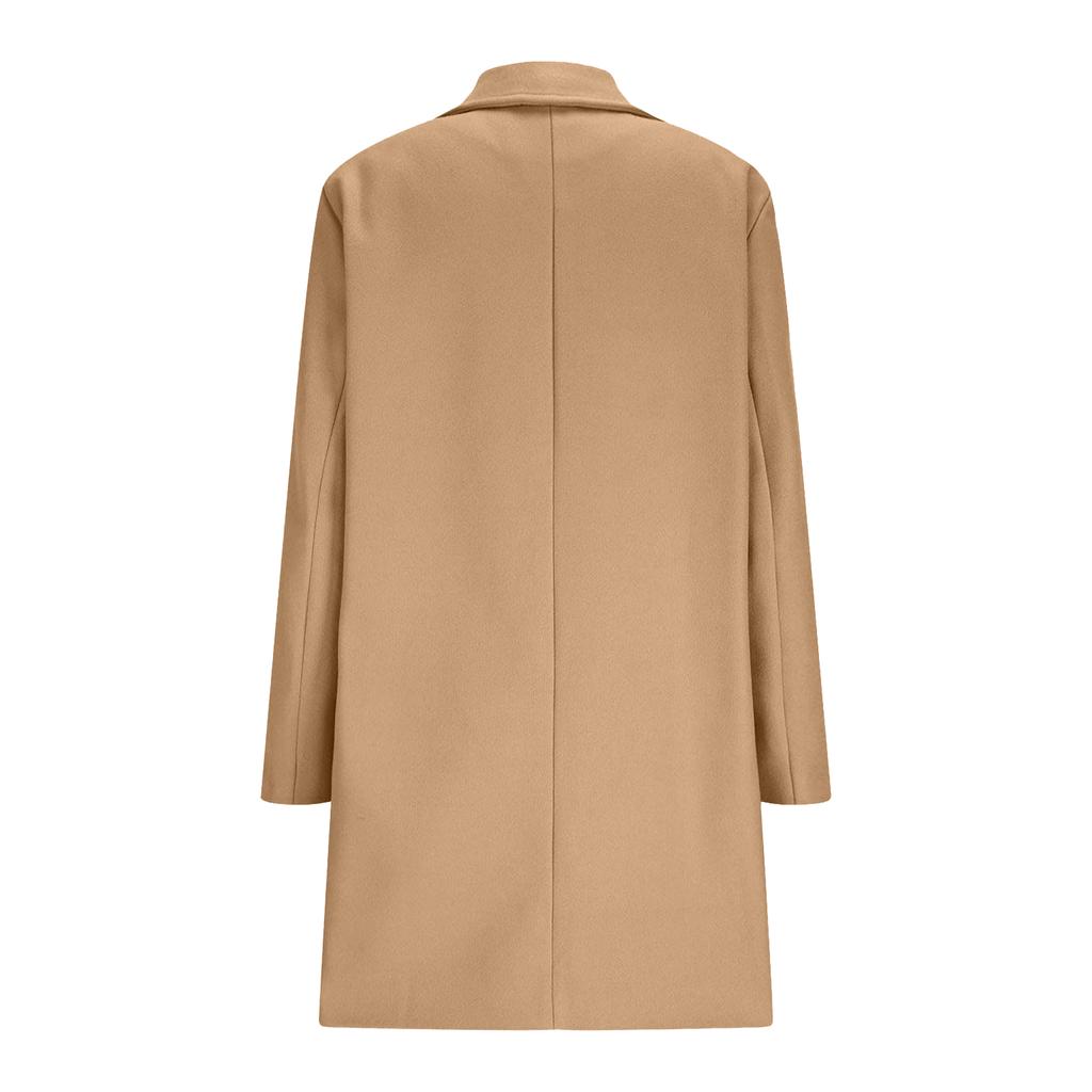 Women's Loose Comfortable Casual And Fashionable V-neck Long Sleeved Solid Color Woolen Jacket