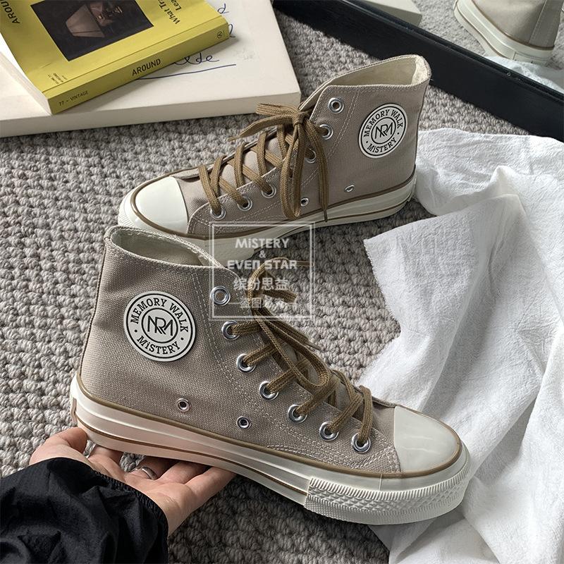 Round Label Canvas Shoes Student Men and Women Couple Shoes 211