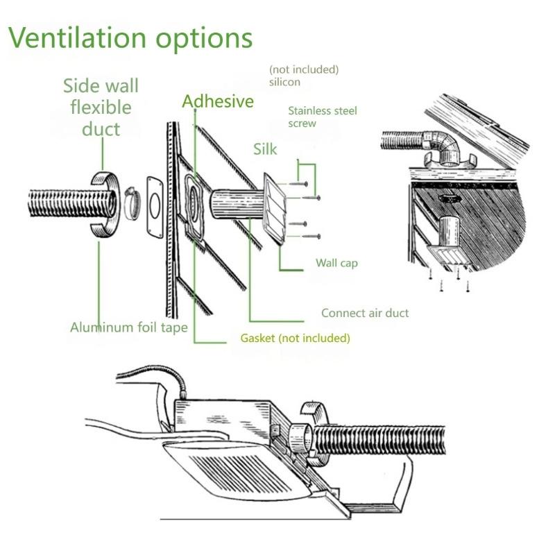 Dryer Exhaust Wall Outlet Package with Exterior Cover, Flexible Duct, Clamps, and Sealing Accessories for Air Routing