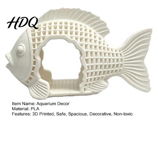 Aquarium Safe Cave 3D Printed Hollow Fish Shape Hideout Decor Breeding Tank Shelter Cave Betta Shrimp Ornament Decor for Landscape Snails