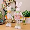 Adorable Easter Decorative Standing Rabbit Figure Stretchable Plush Doll Gift For Kids