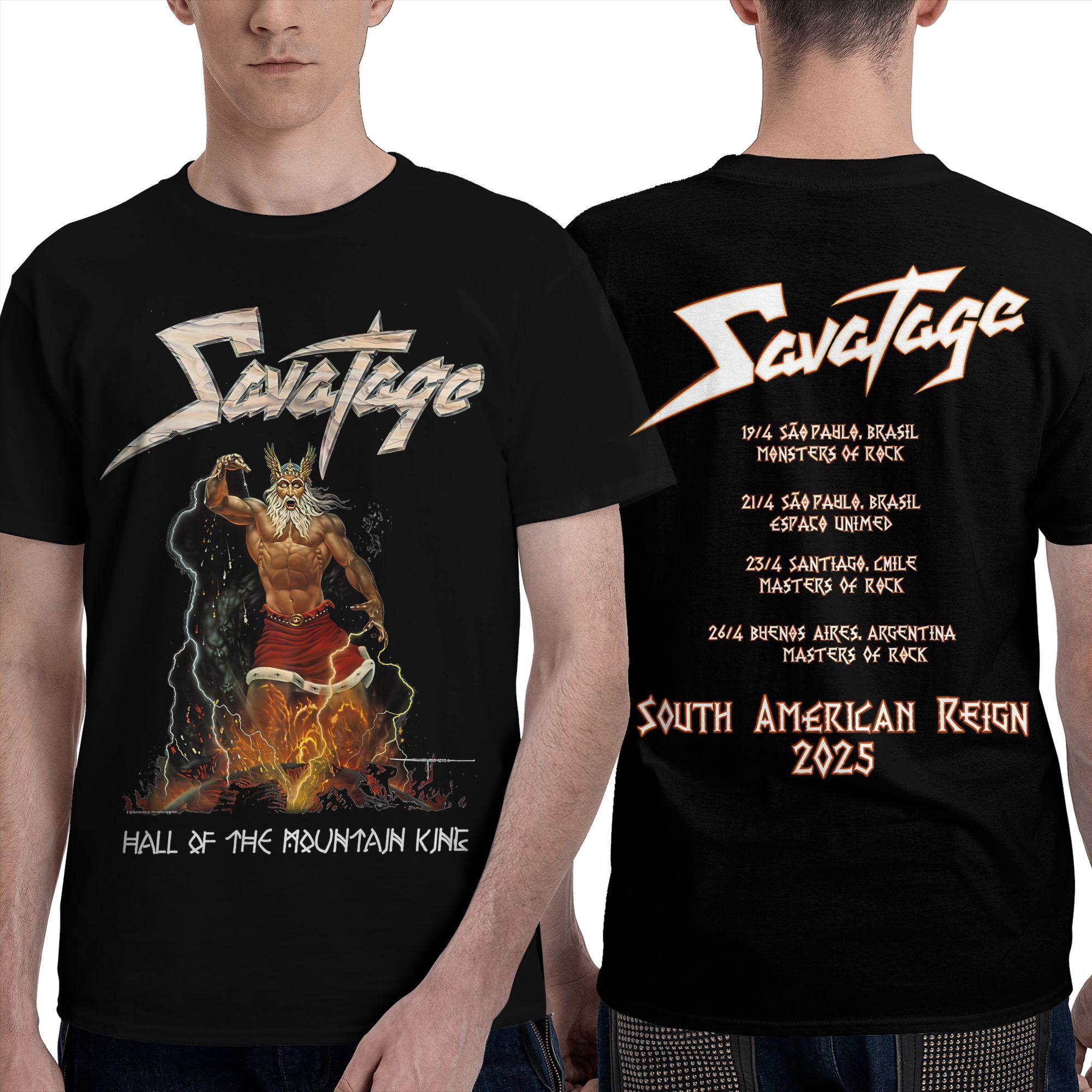 

Savatage Band European Tour 2025 Merch Shirt Men Women Fashion Pure Cotton Graphic Printed Tee Shirts XL