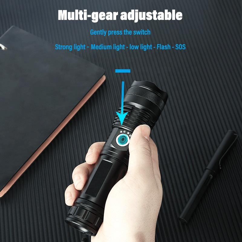 100000 Lumens Tactical Led Torch Light  Emergency Rechargeable Long Distance Led Work Light Camping Torch Flashlight