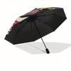 Hello Kitty,Floral Pattern Automatic Folding Umbrella-Simple 8-Rib Design, Bright Cartoon Pattern, Durable Iron Frame, Suitable For Travel,