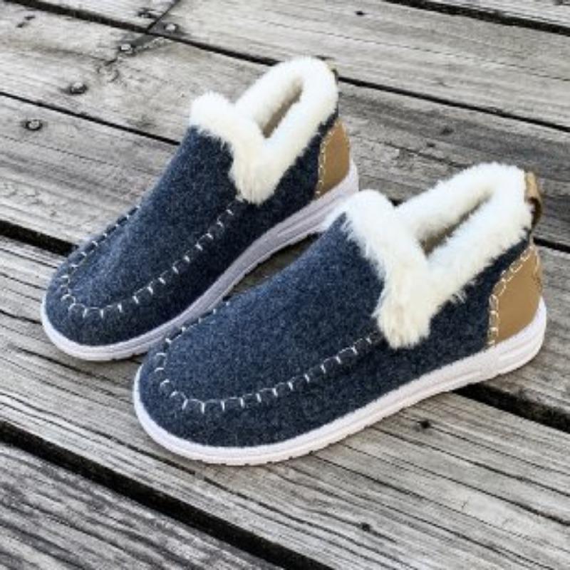 New winter women's cotton shoes large size plush thickened burr warm flat cotton shoes