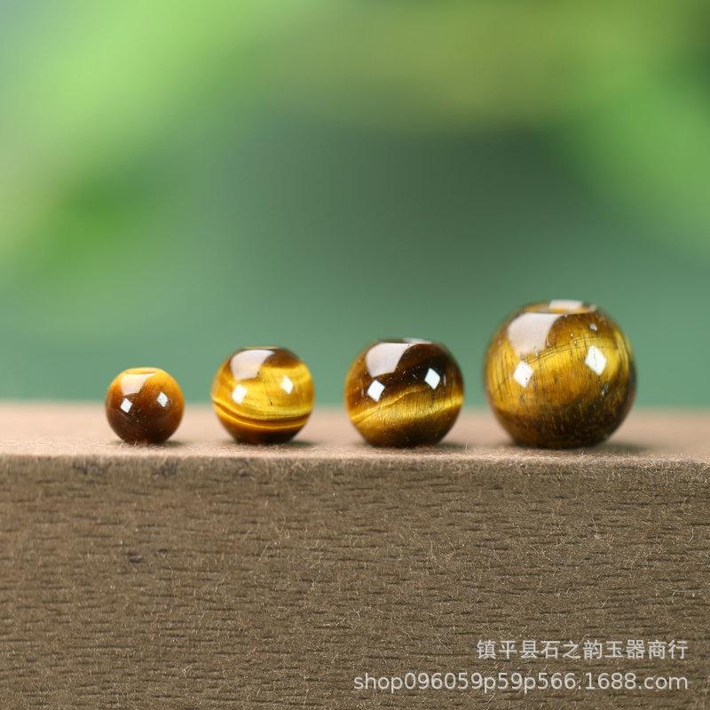 Natural Tiger Eye Stone Beads 6-12mm Round for DIY Jewelry & Bracelets 6mm, Hole 2mm, Brown, B147