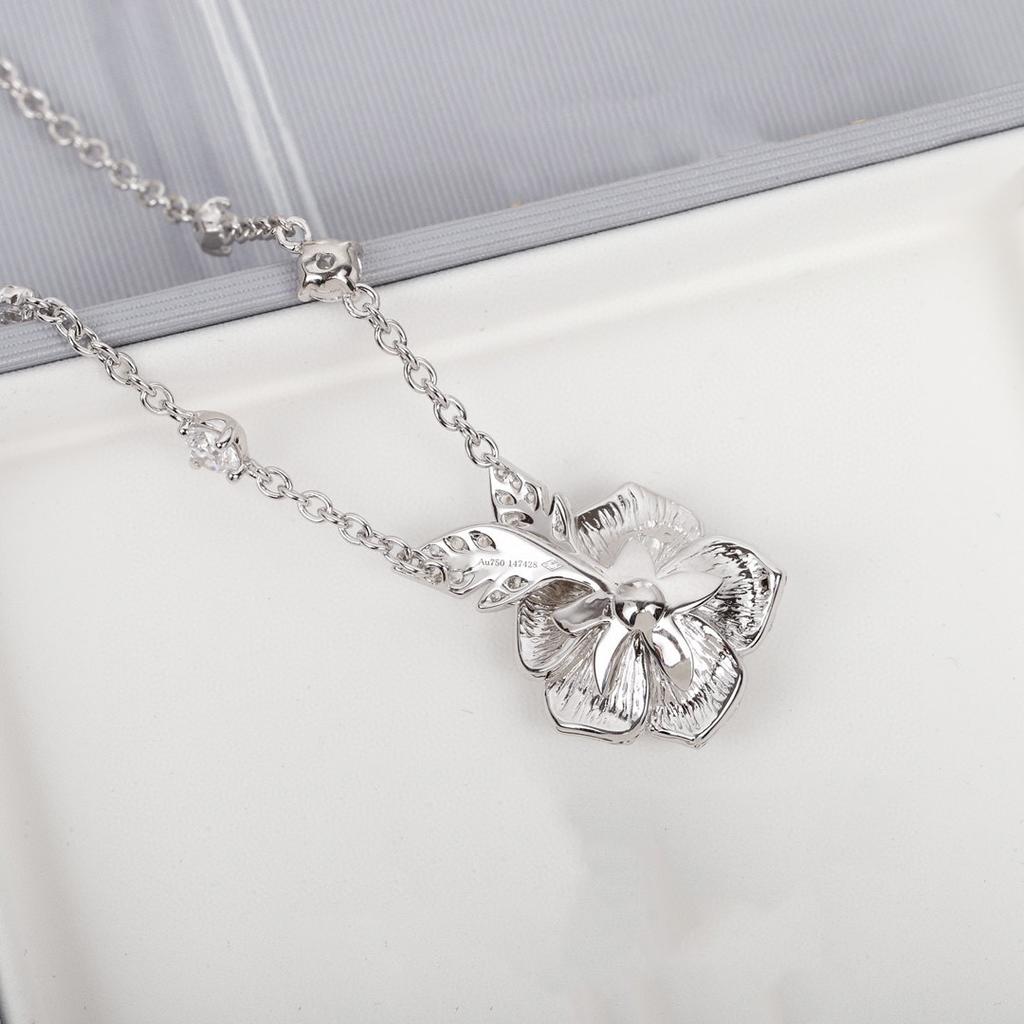 New  Top Brand Pure 925 Sterling Silver Jewelry Women Rose Flower Diamond Pendant Necklace Lovely Design Fine Luxury Quality
