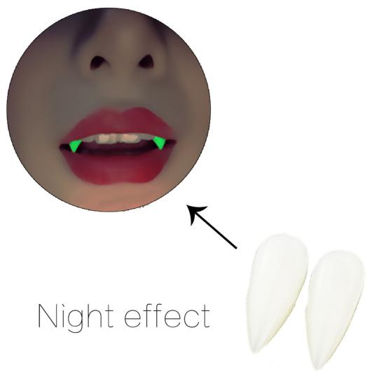 2Pcs Fake Luminous Vampire Teeth Fangs Dentures Halloween Cosplay Party Favors