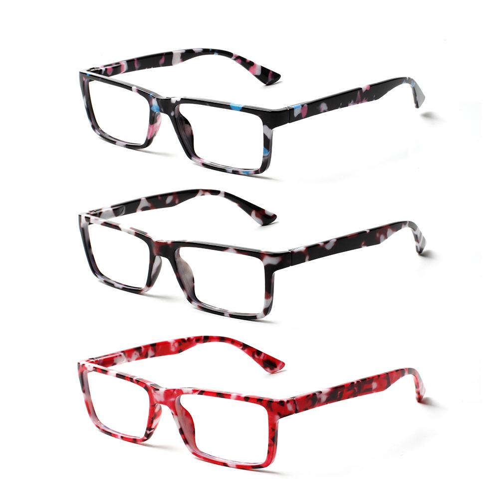 Turezing 3 Pack Reading Glasses For Women Man Rectangular Print Flower Frame Spring Hinge Reader Eyewear