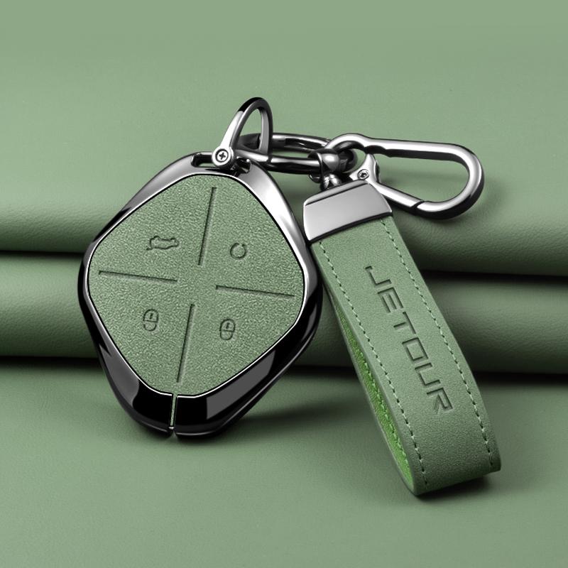 Zinc Alloy Leather Car Key Case Full Cover Shell Holder for Chery DASHING X-1 Plus DTC Jetour 2022 2023 Auto Keychain Accessori