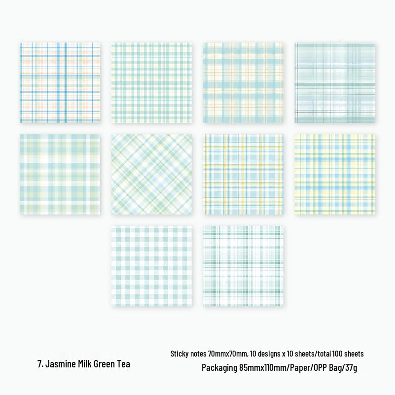 Twilight City Plaid Planet Series Sticky Notes - Fresh Plaid Journal Material Sticky Paper