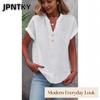 JPNTKY Women's Fashion Casual Solid Color Print Short Sleeve V-Neck Blouses & Shirts