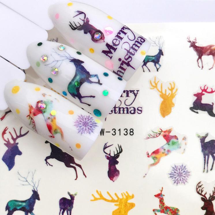 1 Sheet Flower Series Nail Art Water Transfer Sticker Full Wraps Deer Lavender Tattoo Flamingo Nail Tips DIY Decals Decoration