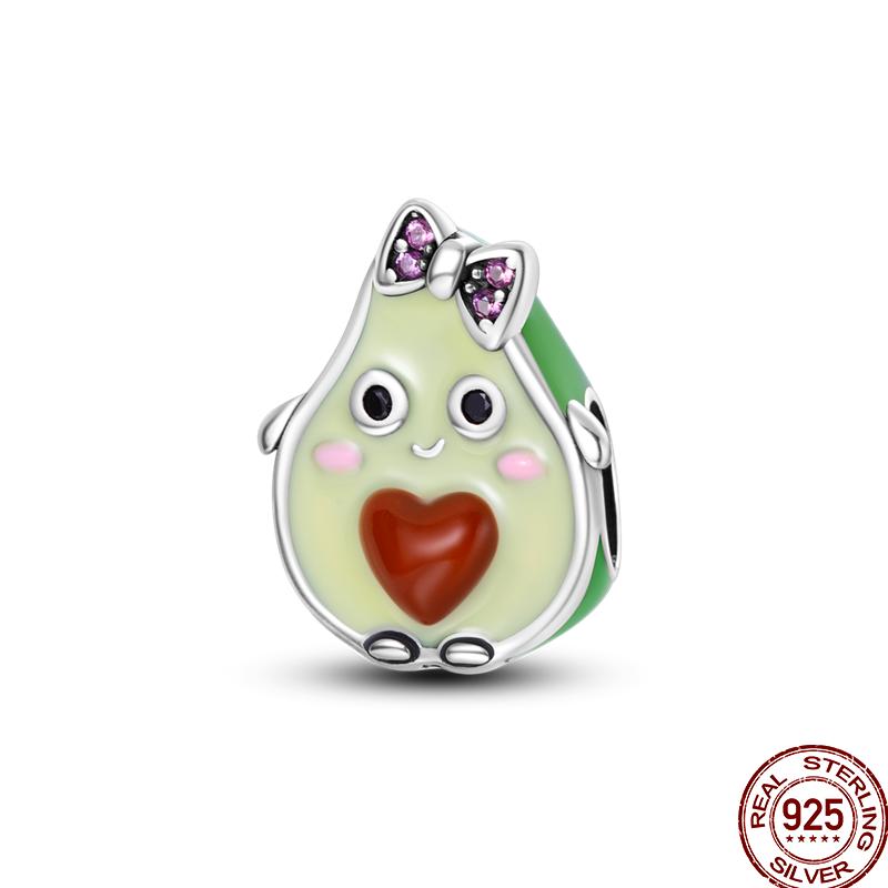 New Copper Avocado Pineapple Coffee Bean Tomato Charm Beads Suitable Fit 3Mm Original Bracelet Diy Jewelry